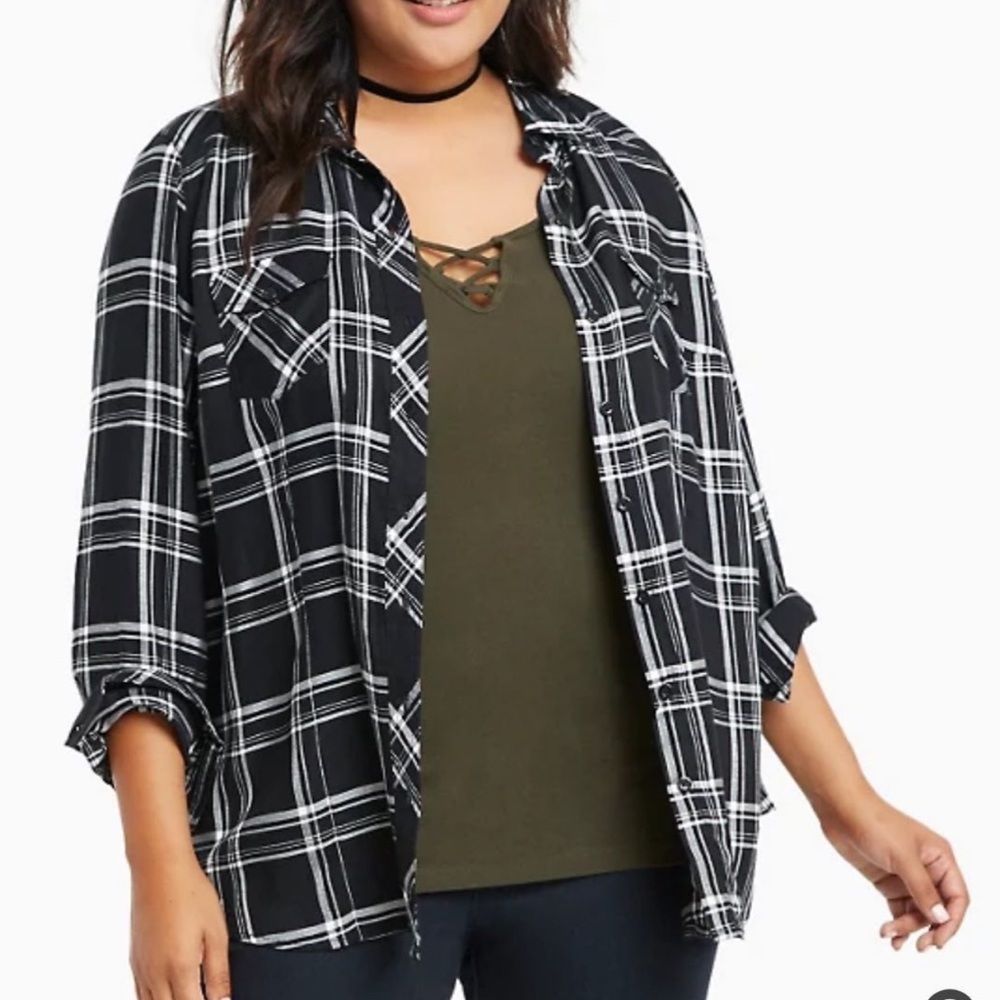 Torrid Plaid Challis Camp Shirt